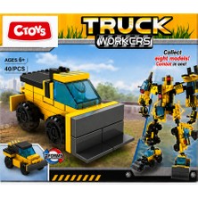 Ctoys Iş Makinası Dönüşebilen Robotlar - Truck Workers - Yapı Oyuncağı - 1 Adet