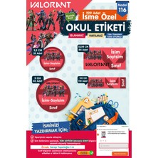 Tuğset Etiket Okul Etiketi Valorant Temalı Kalem Defter Etiketi Özel Isim Yazılabilen Etiket Seti - Isim ETIKETI-T1034-OE116