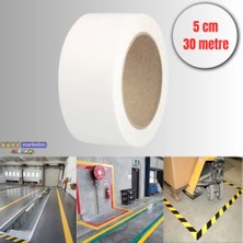 Evimdeyokyok Pvc Yer Işaretleme Bandı 5CMX30M Zemin Bandı Beyaz