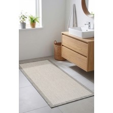 Koza Halı Fresco Antrasit Ekru İskandinav Jüt Yıkanabilir Bordür Halı Kilim Balkon Teras Mutfak Halısı 23745A, 100 x 150
