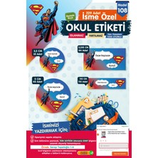 Tuğset Etiket Okul Etiketi Süpermen Temalı Kalem Defter Etiketi T1021 OE108
