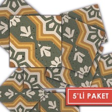 Tink Kendinden Yapışkanlı Yeşil Yıldız Metraj Desenli Pvc Karo 15X15 cm 5’li Paket