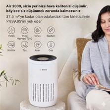 Bosch Air 2000 37.5m² Sessiz Modlu Akıllı Sensörlü %99.9 Virüs Temizleyici Hepa 13 Filtreli Alman Tasarım Hava Temizleme Cihazı