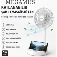 Megamus Katlanabilir Şarjlı Masaüstü Fan USB Taşınabilir Vantilatör F