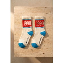Bony Socks Çocuk 2'li Retro Desenli Soket Çorap Ekru