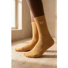 Bony Socks Unisex K&b Nakışlı Soket Çorap Açık Kahve
