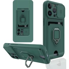 Aletools   iPhone 14 Pro Kılıf Zuma Kartvizitli Yüzüklü Silikon - Yeşil