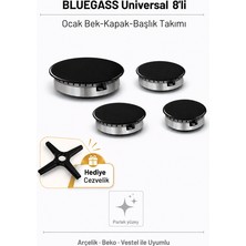 Bluegass Universal Oval Parlak 8li Ocak Bek-Kapak-Başlık Takımı Arçelik-Vestel-Beko Uyumlu-Açıklamayı Okuyunuz