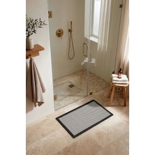 Koza Halı Fresco Ekru Siyah İskandinav Jüt Yıkanabilir Bordürlü Halı Kilim Balkon Teras Mutfak Halısı 23745A, 50 x 80