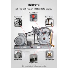 R.M.D KOMPRESÖR 5.5 Hp Çift Piston 12 Bar Kafa GRUBU-R2090TB