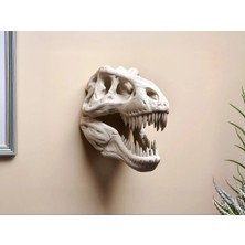 Art3 Collection T-Rex Dinozor Kafatası Duvar Dekoru Büstü Heykel Geometrik - Beyaz 3D