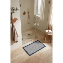 Koza Halı Fresco Ekru Lacivert İskandinav Jüt Yıkanabilir Bordür Halı Kilim Balkon Teras Mutfak Halısı 23745A, 50 x 80