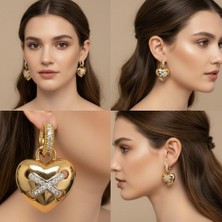 Sedosh Home Vision Kalpli Çelik Zirkon Taşlı Gold Sallantılı Kadın Küpe
