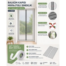 GRAYLINE Balkon Kapısı Mıknatıslı Sineklik 2'li Paket Çift Taraflı Bant Hediyeli Otomatik Kapanan Manyetik File Perde Sinek Böcek Kovucu