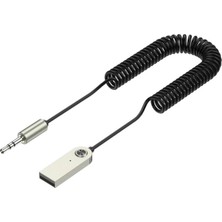 Fioplus Kablosuz Samsung Lg iPhone Bluetooth Aux Araç Kiti – Spiral Kablo – FM04 Mikrofonlu Siyah