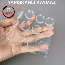 Mobilya Dolap Kapağı Ses Önleyici Cam Kesme Tahtası Ayağı Şeffaf Yapışkanlı Stoper Ayak 14 Adet