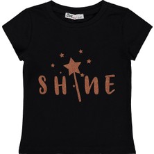 Civil Girls Shine Baskılı 2-5 Yaş Tişört  - Siyah