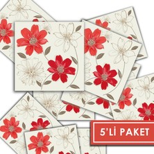 Tink Kendinden Yapışkanlı Kırmızı Çiçek Desenli Pvc Karo 20X20 cm 5’li Paket