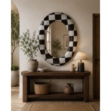Aura Damalı Tasarım Oval Duvar Aynası