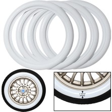 Omega 16 Inç Otomobil Beyaz Yanak Görünümlü Lastik Aksesuarı 45 mm 4 Adet Set (Sararmaz)