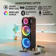Hakopro 150W 12000 Mah Rgb Ledli Mikrofonlu Aga Siyah Hoparlör H777