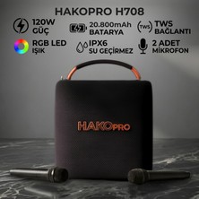 Hakopro 120W 20800 Mah Mikrofonlu Siyah Hoparlör Ipx6 H708S