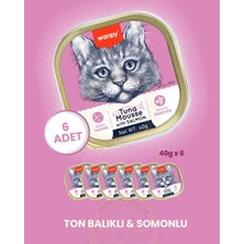 Wanpy Mousse Ton Balıklı & Somonlu Alutray Kedi Yaş Maması 6x40 gr