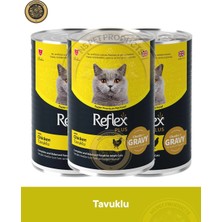 Reflex Plus Gravy Sos İçinde Et Parçacıklı Tavuklu Yetişkin Kedi Konserve Maması Seti 3x400 gr
