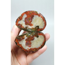 Healcrystal Kırmızı Tilki Akik Çifti ile Sitrin Kalp | Cilalanmış