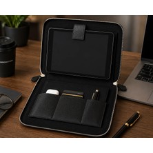 Windmotion Premium Tablet Kılıfı Evrak ve Aksesuar Organizer Çantası Siyah