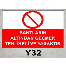 Baysan Yangın Bantların Altından Geçmek Tehlikeli ve Yasaktır Uyarıcı Levha