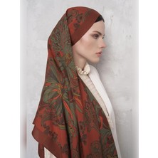 Ed Scarf Floş Viskon Şal Flare Desen - Turuncu