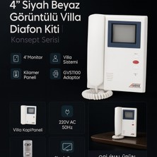 Audio 001396 Gvst Konsept Gty 4” Siyah Beyaz Görüntülü Villa Diafon Kiti | Konsept Serisi | Kamera + Adaptör Dahil