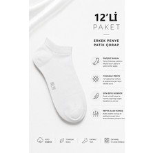 Belyy 12 Li Paket Penye Dikişsiz Erkek Beyaz Patik Çorap