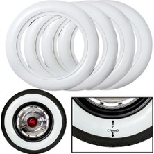 Omega 16 Inç Geniş Otomobil Beyaz Yanak Görünümlü Lastik Aksesuarı 76 mm 4 Adet Set (Sararmaz)