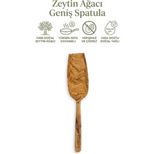 Kamptek Ahşap Mutfak Kamp Hazırlık  Doğal Zeytin Ağacından Büyük Geniş Spatula 31 cm