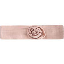 Cigit Müslin Gül Figürlü Lastik Bandana Pudra Pembe