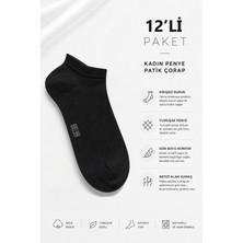 Belyy 12 Li Paket Penye Dikişsiz Kadın Siyah Patik Çorap