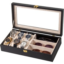 384 Premium Box Saat ve Gözlük Kutusu – 6’lı Saat Organizeri ve 3’lü Gözlük Saklama Kutusu – Premiumbox