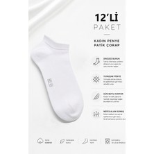 Belyy 12 Li Paket Penye Dikişsiz Kadın Beyaz Patik Çorap