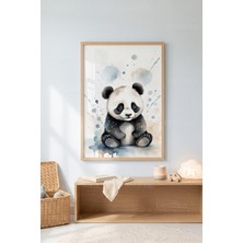 Tontilika Panda Aşkı Minimalist Sevimli Hayvan Portresi 1. Kalite Ahşap Çerçeveli Tablo