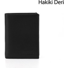 Gönderi(r) Erkek Siyah  Hakiki Deri Dikey Cüzdan