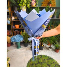 Aden Çiçek Evi Premium 15'li Kadife Mavi Gül Buketi  – Tek Kelebek Figürlü Söz, Nişan ve Hediyelik 🌸🦋