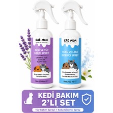 Cat Mom Kediler Için Tüy Bakım Spreyi ve Koku Giderici Sprey Set