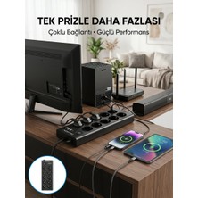 Tios Shop Krm 10 Prizli USB Destekli Çoklu Priz Type-C Şarj Girişli Güvenli Güç Ünitesi Krm