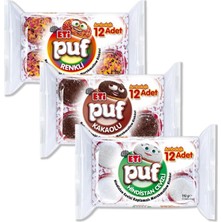 Eti Puf 12 Li Kakaolu-Karışık-Hindistan Cevizli 3 Lü Karma Paket