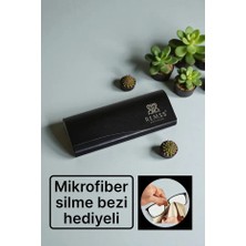 Singularis Exclusive Siyah Sert Kapaklı Zarif Gözlük Kutusu ve Mikrofiber Silme Bezi