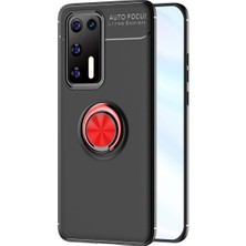 Mestore Huawei P40 Kılıf Range Yüzüklü Silikon - Siyah-Kırmızı