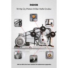 R.M.D KOMPRESÖR 10 Hp Üç Piston 8 Bar Kafa Grubu -R600B