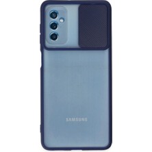 Mestore Samsung Galaxy M52 5g Kılıf Palm Buzlu Kamera Sürgülü Silikon - Lacivert